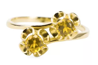 Or jaune 14 carats Péridot jaune Anneau Artisanat vintage vrc266y